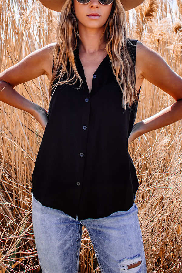 Button Down Sleeveless Blouse - Fashionpara