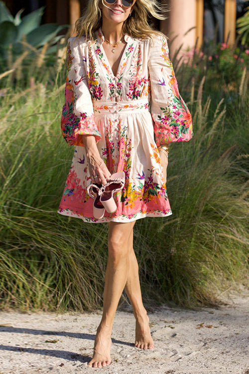 Much Respect Printed Button Mini Dress - Fashionpara