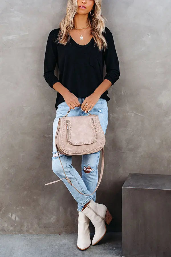 Everyday Long Sleeve Pockets Tee - Fashionpara