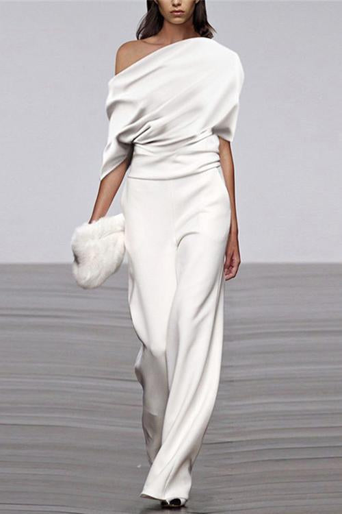 Dew Shoulder Swing Jumpsuits - Fashionpara