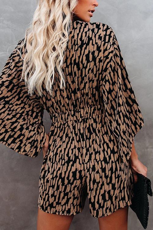 Print Bat Knot Romper - Fashionpara
