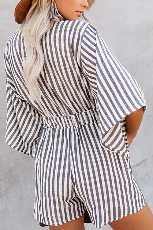 Print Bat Knot Romper - Fashionpara