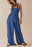 Smocked Bodice Pockets Jumpsuits