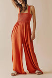 Smocked Bodice Pockets Jumpsuits