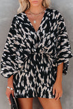 Leopard V Neck Kimono Romper