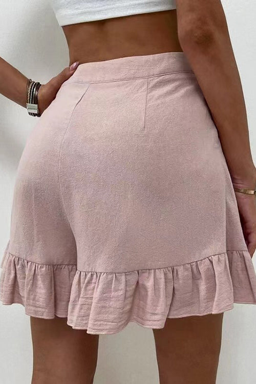 Button Flutter Hem Shorts - Fashionpara