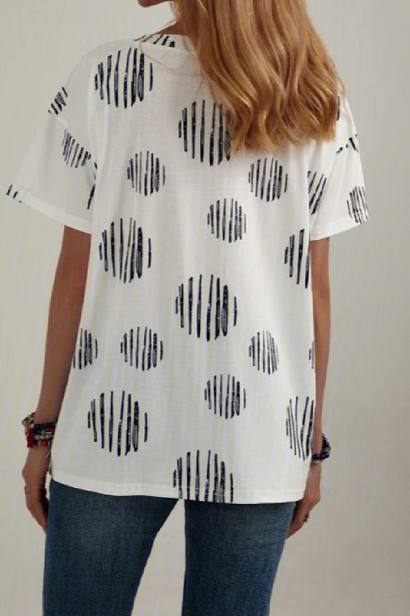 Short Sleeve Casual V-Neck T-Shirt - Fashiondia