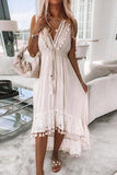 Tassels V Neck Sleeveless Swallow Dress