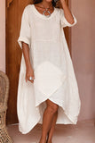 Irregularity Hem O Neck Loose Dress - Fashiondia