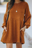 Pockets Long Sleeve Mini Dress