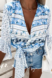 Tropical Flares Sleeve Tie Top