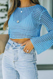 Sheer Logn Sleeve Crochet Crop Top