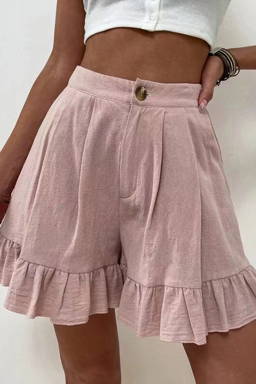 Button Flutter Hem Shorts - Fashionpara