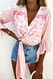 Tropical Flares Sleeve Tie Top