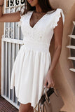 Come To Me At Night Ruffles V Neck Dress