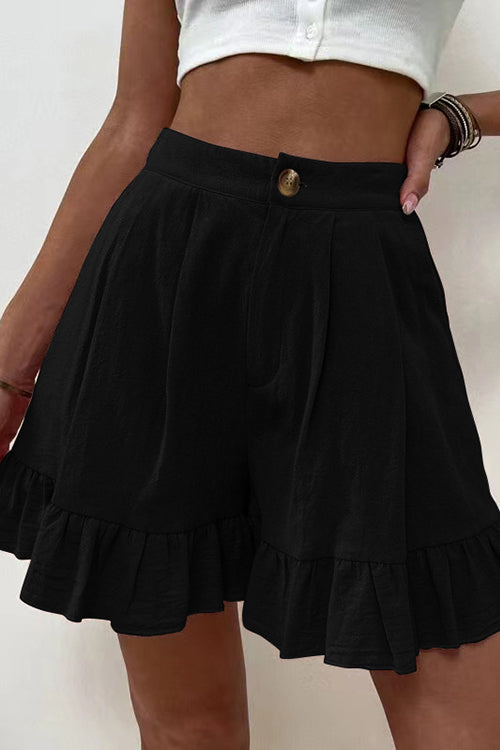 Button Flutter Hem Shorts - Fashionpara