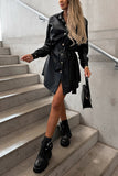 Timeless Button Down Faux Leather Shacket Dress - Fashiondia