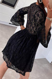 See Though Flares Sleeve V Neck Mini Dress