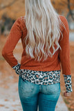 Leopard Patch Cowl Neck Top - Fashiondia