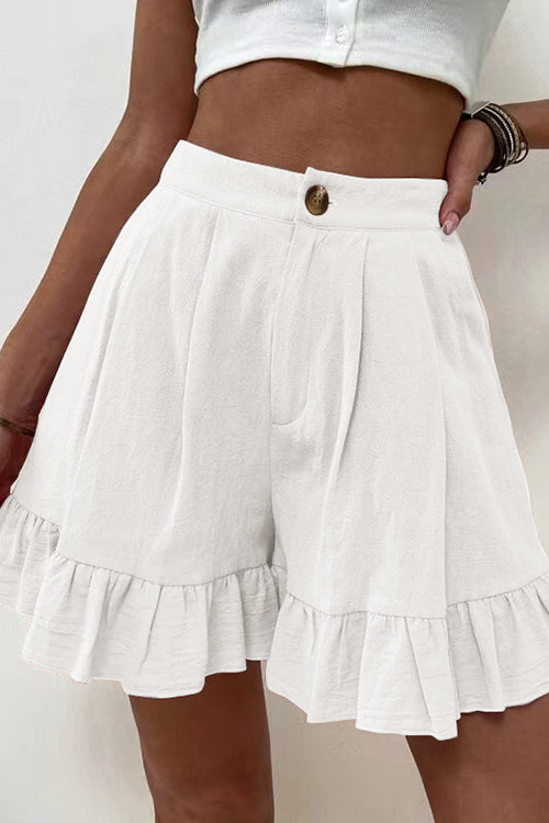 Button Flutter Hem Shorts - Fashionpara