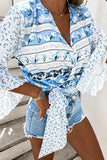 Tropical Flares Sleeve Tie Top