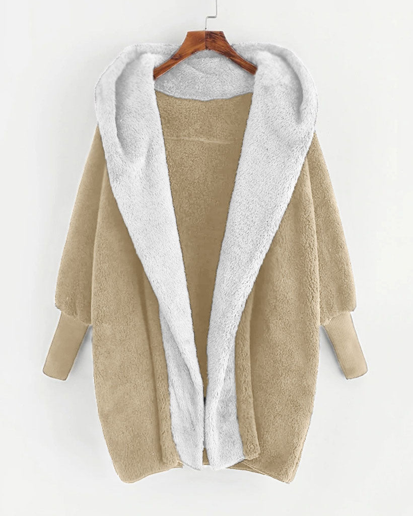 Colorblock double-sided velvet hooded jacket