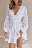 Layer Ruffles Wrap Mini Dress - Fashiondia
