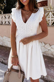 Come To Me At Night Ruffles V Neck Dress