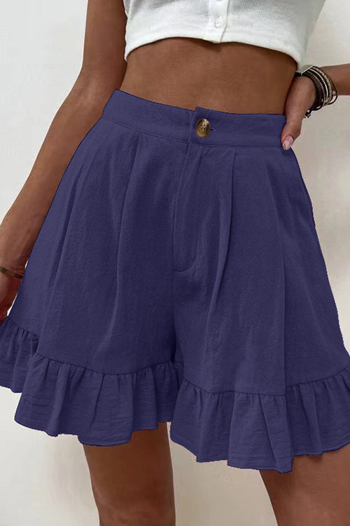 Button Flutter Hem Shorts - Fashionpara