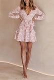 Layer Ruffles Wrap Mini Dress - Fashiondia