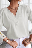 Button Long Sleeve V Neck T Shirt