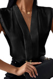 Sleeveless V Neck Lapel Top