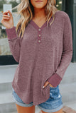 Soft Brushed V Neck Henley Top