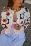 Square Crochet Crop Button Cardigan