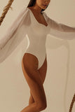 Mesh Puff Sleeve Bodysuits