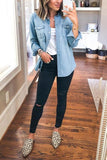 Turndown Collar Pocket Denim Shirt