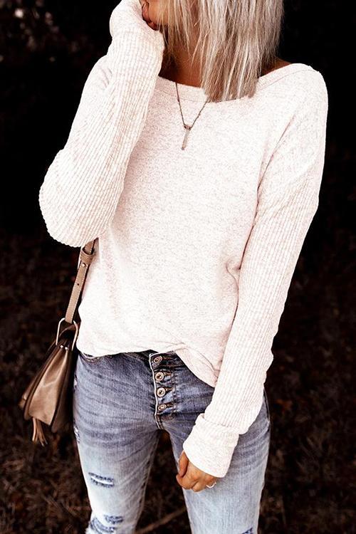 Knot Backless Long Sleeve T Shirt - Fashionpara