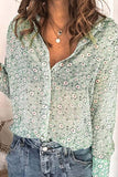 Floral Print Button Long Sleeve T Shirt