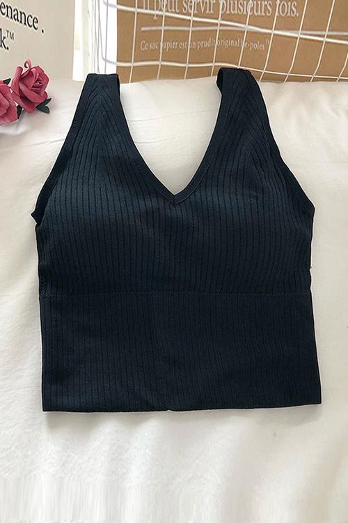 Elastic Wide Strap V Neck Brami - Fashionpara