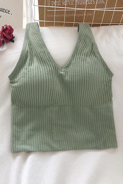 Elastic Wide Strap V Neck Brami - Fashionpara