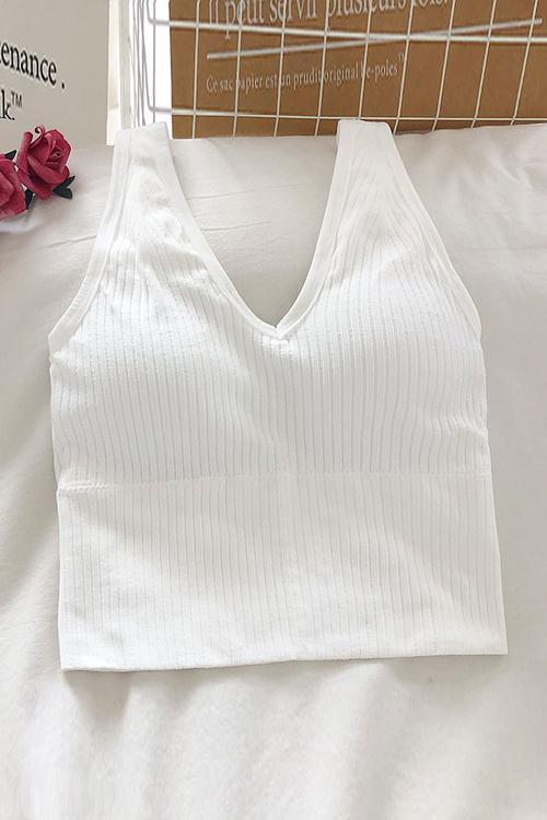 Elastic Wide Strap V Neck Brami - Fashionpara