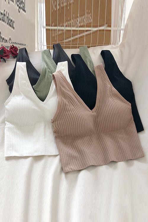 Elastic Wide Strap V Neck Brami - Fashionpara