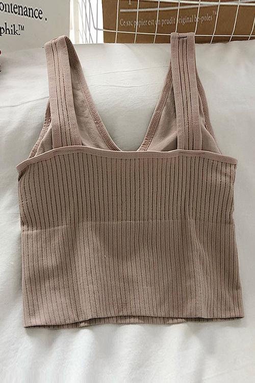 Elastic Wide Strap V Neck Brami - Fashionpara