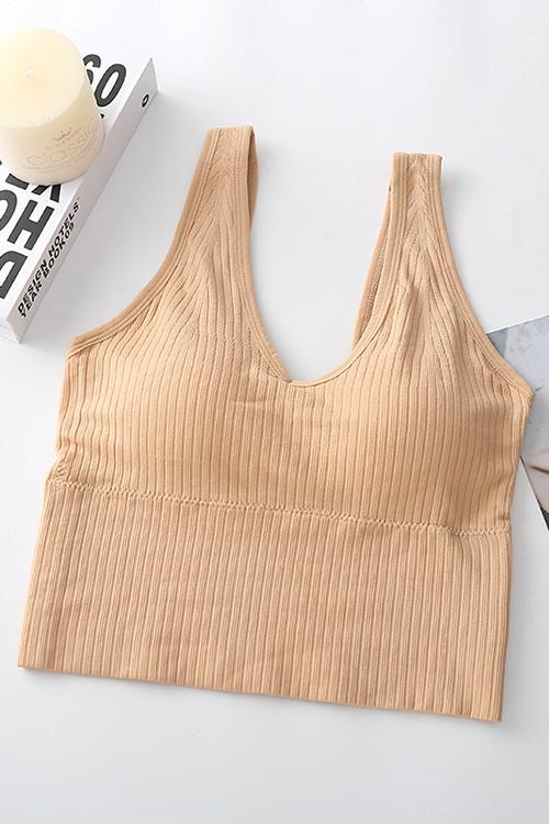 Elastic Wide Strap V Neck Brami - Fashionpara