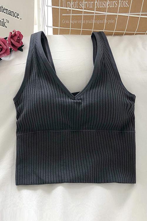 Elastic Wide Strap V Neck Brami - Fashionpara