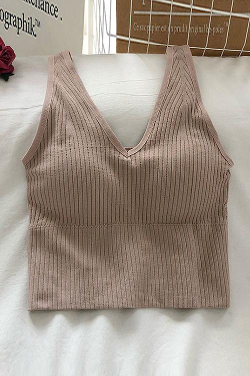 Elastic Wide Strap V Neck Brami - Fashionpara
