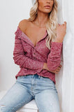 Button O Neck Knit Long Sleeve Top