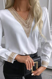 Lace Stitching V Neck Shirt