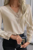 Lace Stitching V Neck Shirt
