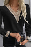 Lace Stitching V Neck Shirt